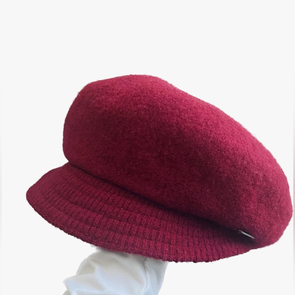 100% Wool Hat in Red Wine Color